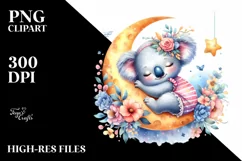 Vibrant Watercolor Whimsical Baby Koala | Sublimation | Product Image 3