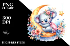 Vibrant Watercolor Whimsical Baby Koala | Sublimation | Product Image 2