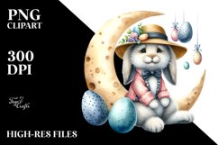 Goofy Bunny on Half Moon, PNG Product Image 2