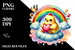 Adorning Baby Chicken on Cloud, PNG Product Image 2