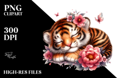 Digital Watercolor Cute Baby Tiger PNG Product Image 2