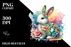 Colorful Bunny Made of Diamonds, PNG Product Image 2