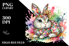 Colorful Bunny Made of Diamonds, PNG Product Image 2