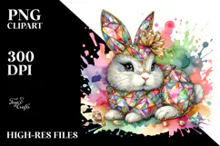 Colorful Bunny Made of Diamonds, PNG Product Image 2