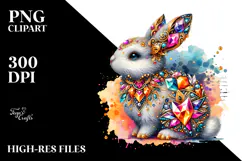 Colorful Bunny Made of Diamonds, PNG Product Image 2