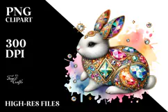 Colorful Bunny Made of Diamonds, PNG Product Image 2