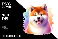 Cute Vibrant Akita | Watercolor Clipart Product Image 3