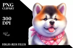 Cute Vibrant Akita | Watercolor Clipart Product Image 3