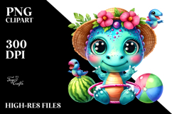 Crazy Eyes Baby Dinosaur with Hula Hoop PNG Product Image 2