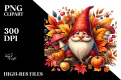 Detailed Vibrant Autumn Gnome, Transparent PNG Product Image 2