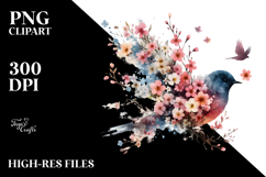 Colorful Bird with Spring Flowers PNG Product Image 2
