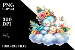 Vibrant Watercolor Cute Baby Peacock | Sublimation | Clipart Product Image 2
