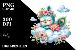 Vibrant Watercolor Cute Baby Peacock | Sublimation | Clipart Product Image 2