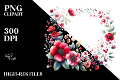 Red Flowers Frame | Sublimation Clipart Product Image 2