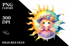 Cute Fairy with Sun | Sublimation | Clipart Product Image 1