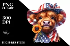 Shy Highland Cow with Sun Hat Clipart Product Image 3