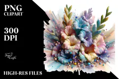 Abstract 3D Looking Pastel Shiny Gladiolus, High-Res PNG Product Image 2