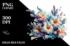 Abstract 3D Looking Pastel Shiny Gladiolus, High-Res PNG Product Image 1