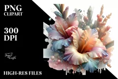 Abstract 3D Looking Pastel Shiny Gladiolus, High-Res PNG Product Image 3