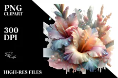 Abstract 3D Looking Pastel Shiny Gladiolus, High-Res PNG Product Image 2