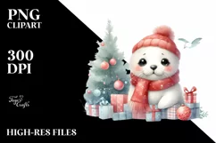 Washed Watercolor Cute Baby Seal, White Background PNG Product Image 3