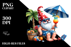 Whimsical Gnome Drinking a Cocktail, PNG Product Image 2