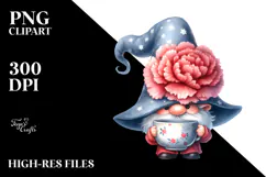 Floating Gnome with Carnation, Transparent PNG Product Image 2