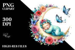 Vibrant Watercolor Baby Butterfly | Sublimation | Clipart Product Image 2