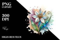 Stained Snowdrop with Golden Frame PNG Product Image 2
