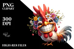 Exaggerated Chicken with Flower Crown PNG Product Image 2