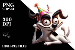 Exaggerated Dog with Party Hat PNG Product Image 2