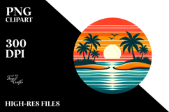 Retro Tropical Island Sunset, PNG Product Image 2