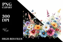 Abstract Watercolor Colorful Wild Flowers, Transparent PNG Product Image 3