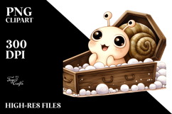Cute Baby Snail Popping Out from Coffin PNG Product Image 2
