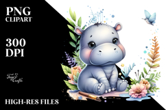 Energetic Baby Hippo PNG Product Image 2