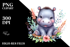 Energetic Baby Hippo PNG Product Image 2