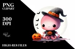 Cute Baby Octopus Halloween PNG Product Image 1