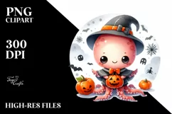 Cute Baby Octopus Halloween PNG Product Image 1