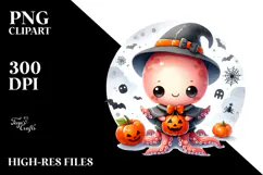 Cute Baby Octopus Halloween PNG Product Image 2
