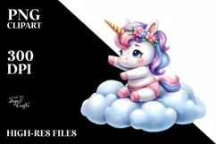 Cute Baby Unicorn Yoga Instructor on Cloud | Sublimation | Product Image 1