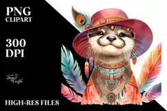 Sublimation Clipart Vibrant Otter Vintage Diva Product Image 1