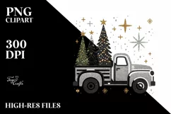 Simple Christmas Truck with Trees PNG Product Image 2
