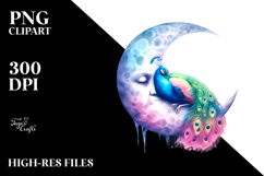 Vibrant Watercolor Pastel Peacock | Sublimation | Clipart Product Image 2