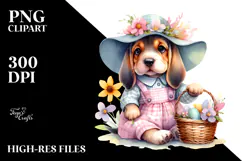 Easter Baby Bloodhound Watercolor, PNG Product Image 2