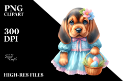Easter Baby Bloodhound Watercolor, PNG Product Image 2