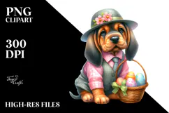 Easter Baby Bloodhound Watercolor, PNG Product Image 2