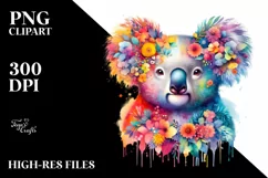 Vibrant Koala Abstract Clipart Half Made of Flowers Product Image 3