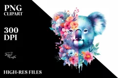 Vibrant Koala Abstract Clipart Half Made of Flowers Product Image 1