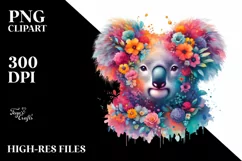 Vibrant Koala Abstract Clipart Half Made of Flowers Product Image 1