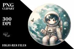 Vintage Astronaut Girl Clipart Product Image 3